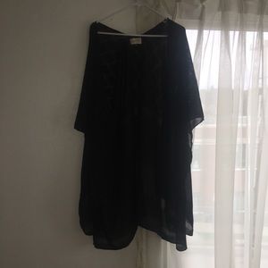 Black poncho/kimono-inspired